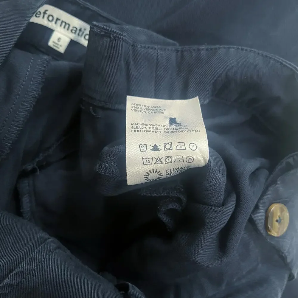 Reformation Mason Pants 6 Navy Blue